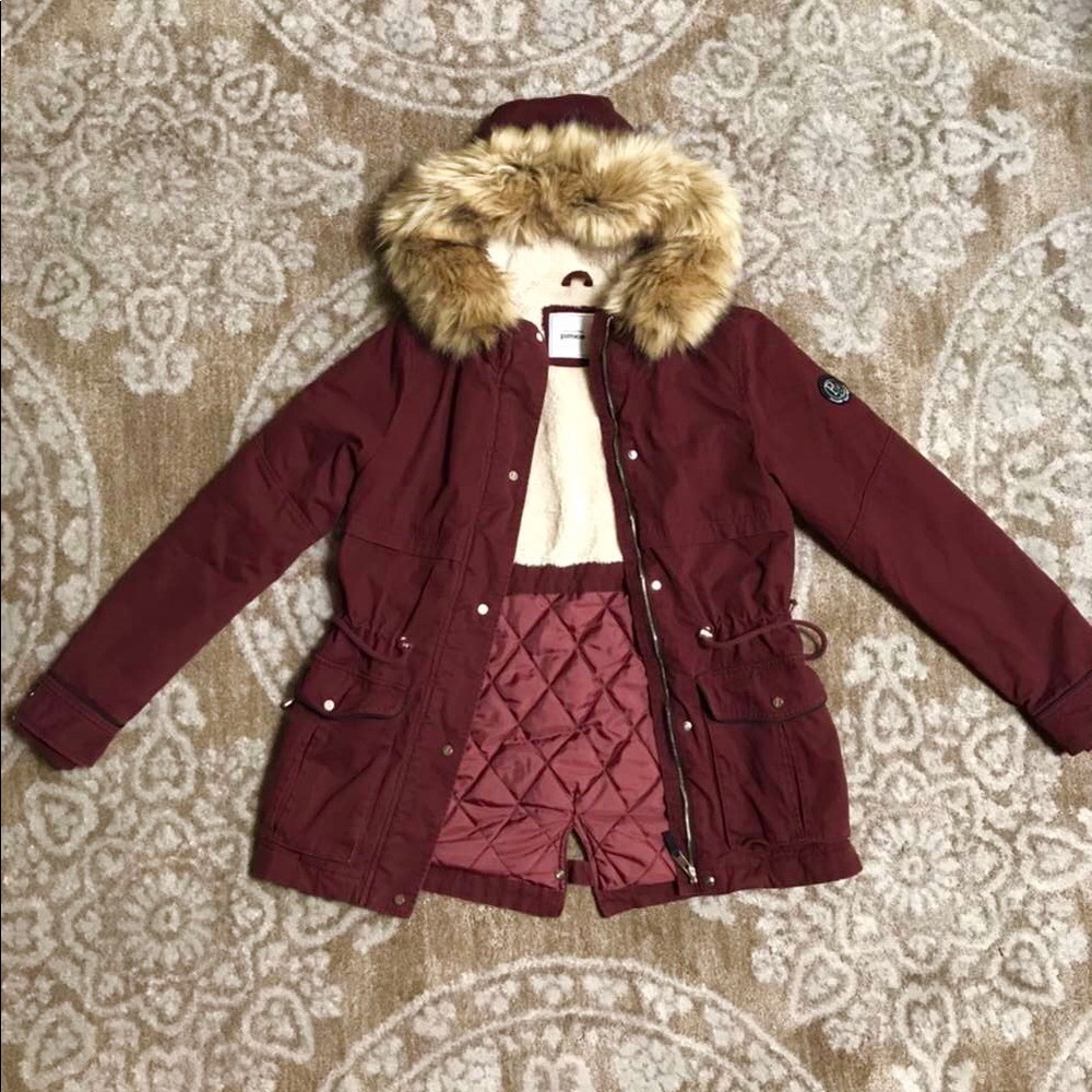 Pimkie Women’s Maroon Winter Parka European brand